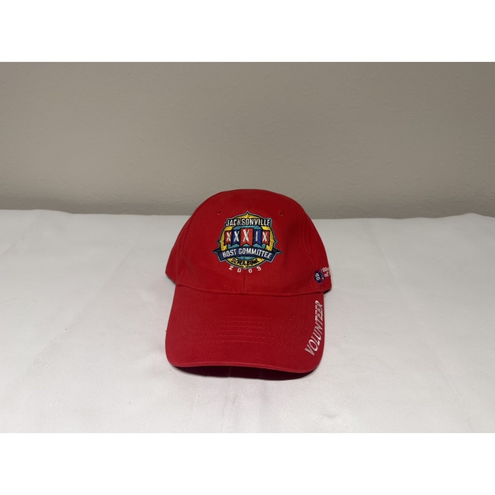Superbowl XXXIX NFL 2005 Jacksonville Host Volunteer Red Snapback Cap Hat BCBS